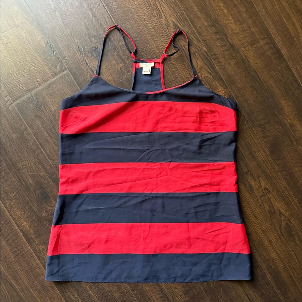 J.Crew red and blue striped racerback tank top, Size 4